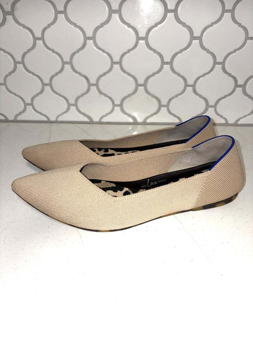 Rothy's The Point Women's Beige Knit Slip On Flats, Size 10